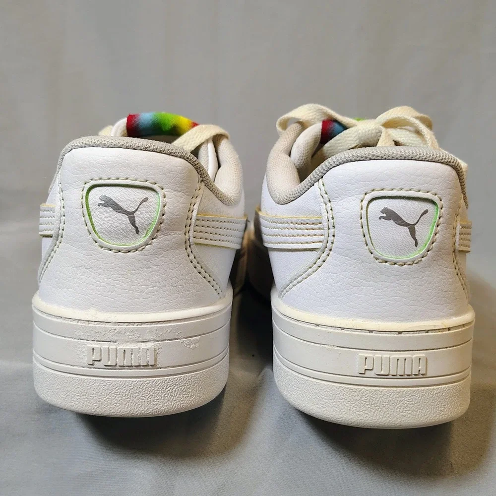 Puma Skye White Rainbow Tag Low Top Sneakers Women's Size 6.5 SoftFoam+ Pride